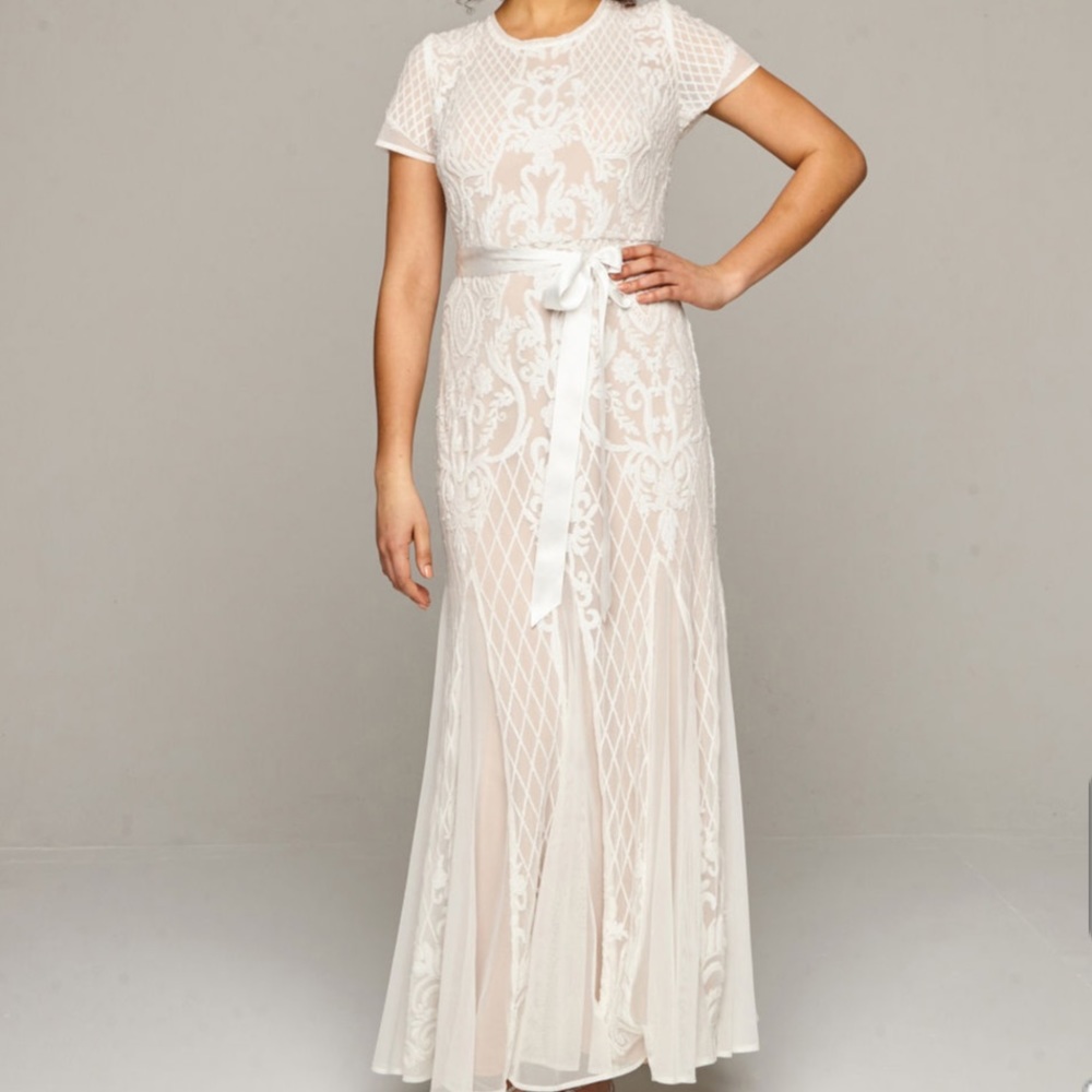 R&M Richards White Sequin Dress